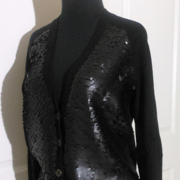 MADEWELL Black Sequin Cardigan Sweater NWT $135 - Picture 4 of 8